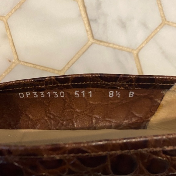 Salvatore Ferragamo Dark Brown Croc-Embossed Loafers - Picture 9 of 10